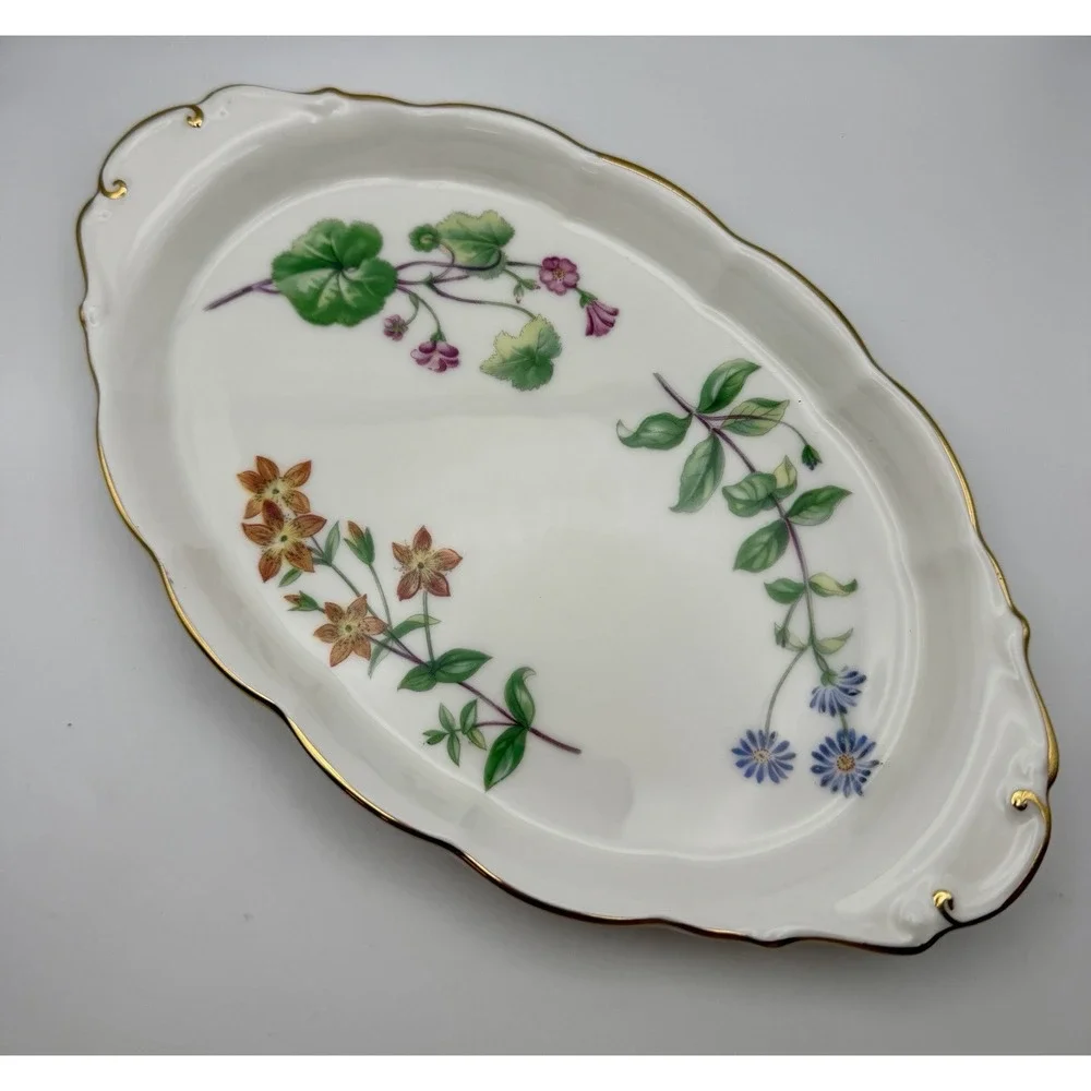 Royal Kent Staffordshire England Bone China Oval Floral Serving Tray Platter 10